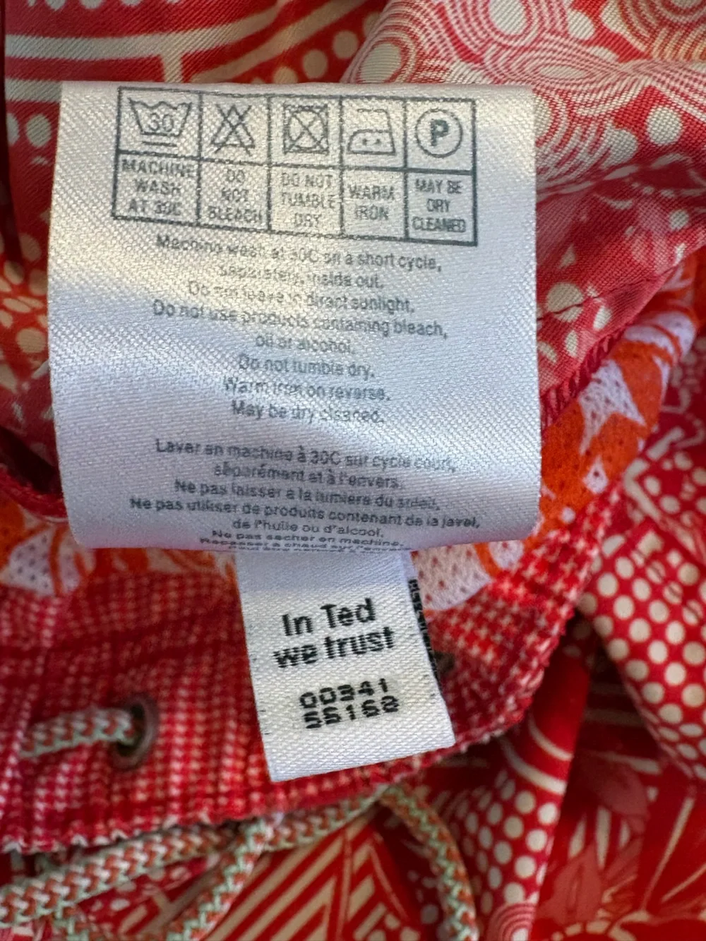 Ted Baker London Lobster Print Swim Trunks Men’s Size 6 US XL Red Orange